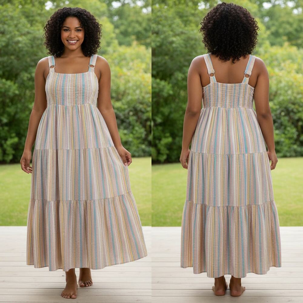 1328 - Linda Anderson Maxi Sundress - XL - Boho, Cottagecore